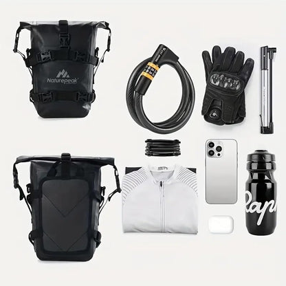 Motorcycle Rear Rack Bag 8L Waterproof Motorcycle Tail Bag PVC Pannier for Motorbike, Dirt Bike, Bicycle and Camping