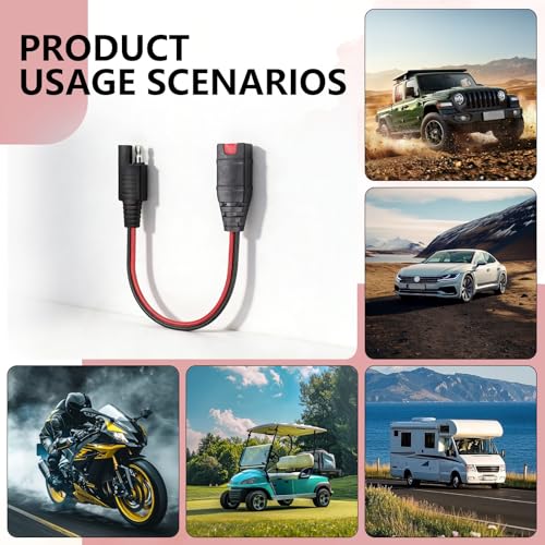 4269 GC009 X-Connect SAE Adapter for NOCO Genius 5 Genius 1 Battery Charger | 2pcs 1FT 14AWG SAE Adapter For NOCO GC009 G3500 G720 MXS 5.0 For ctek Smart Battery Charger, for Motorcycle/ATV/UTV