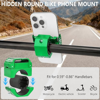 Bike Handlebar Mounts for 4.5-7.3 Phones (Green) | 360 Degrees Rotate Aluminum Alloy Frame Half-Enclosure Design - color: Green