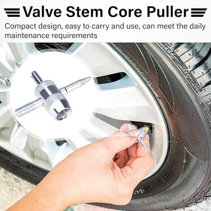 ecocstm 2 PCS 4-Way Tire Valve Stem Removal Tool, 4-in-1 Valve Core Removal Tool, Multifunctional Tire Valve Tool, Valve Stem Core Puller for Car Motorcycle Bicycle Tire Repair Replace