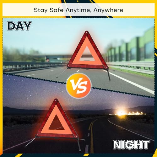 5 Pack Reflective Safety Triangle Kit | Emergency Warning Triangles with Storage Case, Roadside Reflective Early Warning Sign for Vehicles Breakdown (5 Pack) - style: 5 Pack