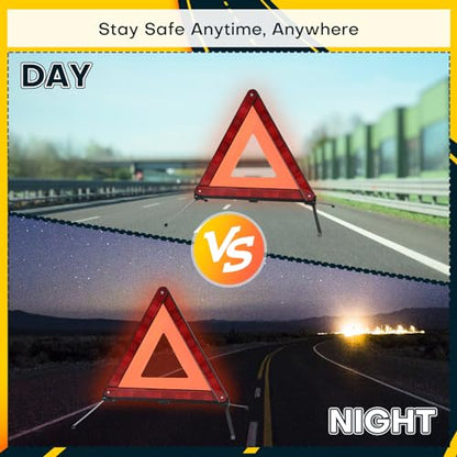 Reflective Safety Triangle Kit | Emergency Warning Triangles with Storage Case Roadside Reflective Early Warning Sign for Vehicles Breakdown (3) - style: 3 Pack