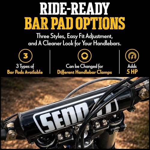 SEND IT Handlebar Pad with FREE GRIP DONUTS - Universal Fit for Dirt Bikes and ATVs Crossbar by ThrottlePak (BLACK, ROUND) - color: Round