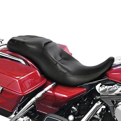 Motorcycle Seat, SLMOTO Driver Passenger Seat Cushion fits for Harley Davidson Touring Electra Glide Classic 1997-2007 - style: Vivid Black