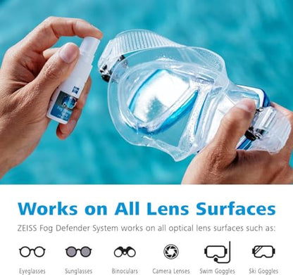 ZEISS Fog Defender System Anti-Fog Spray for Glasses – 1 Spray Bottle and 1 Microfiber Cloth