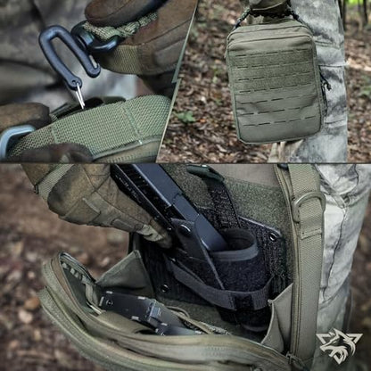 WYNEX Tactical Molle Admin Pouch, Utility EDC Pouch Organizer Modular Tool Pouch of Double Layer Design Medical EMT Attachment Bag Large Capacity with Elastic Webbing Insert Panel - color: Ranger Green