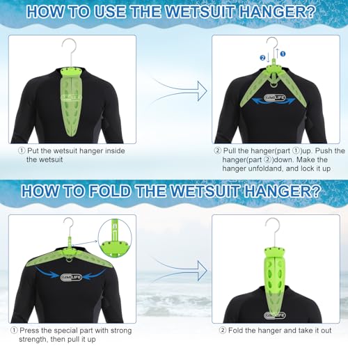 Wetsuit Hanger, Gimilife Surfing & Scuba Diving Accessory, Perfect to Dry Wetsuit Drysuit Life Jacket or BCD, Quick Dry Foldable & Vented Dryer for Wetsuite Dry Suit（1 PCS ） - color: Green