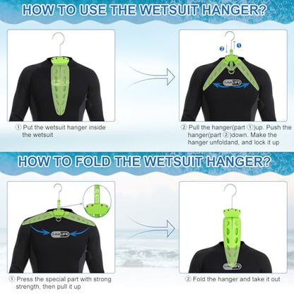 Wetsuit Hanger, Gimilife Surfing & Scuba Diving Accessory, Perfect to Dry Wetsuit Drysuit Life Jacket or BCD, Quick Dry Foldable & Vented Dryer for Wetsuite Dry Suit（1 PCS ） - color: Green