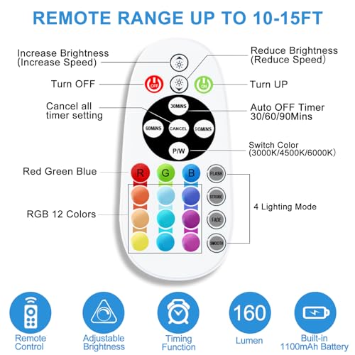 Under Cabinet Lighting Wireless with Remote, 48 LED Rechargeable Under Cabinet Lights, Kitchen Counter Lights Dimmable LED Closet Light RGB Bar for Shelf, Car, Hallway, 15 Color Changing, 6 Pack - style: 6 Pack