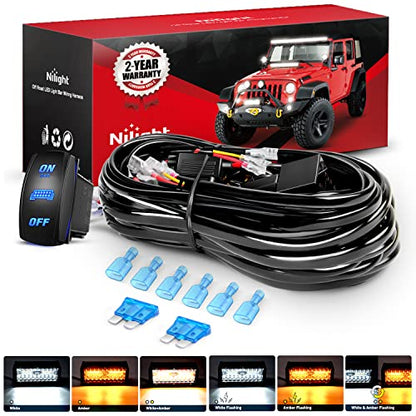 Nilight 16AWG Strobe Light Wiring Harness Kit 2 Leads Customized for 6 Modes Amber White Strobe Lights LED Work 12V 40A On Off 8 Pin Switch Modes Changing Memory Reset Function - size: 2 Leads-5PIN Switch--Wiring Harness