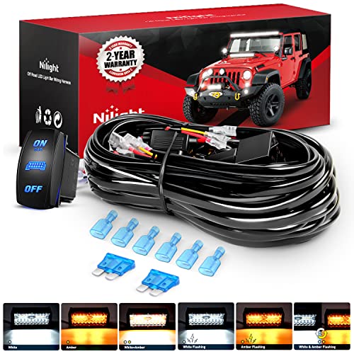 Nilight 16AWG Strobe Light Wiring Harness Kit 2 Leads Customized for 6 Modes Amber White Strobe Lights LED Work 12V 40A On Off 8 Pin Switch Modes Changing Memory Reset Function - size: 2 Leads-5PIN Switch--Wiring Harness