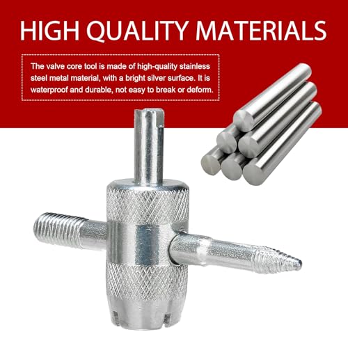 2 PCS 4-Way Valve Stem Removal Tool, 4-in-1 Tire Valve Core Removal Tool, Tire Valve Stem Steel Tool Puller, Universal for Most Cars, Bicycle Bike, Motorcycles (Silver)