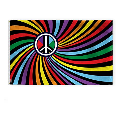 AGAS Peace Swirl Rainbow Pride Flag 5x8 Ft - Printed 200D Nylon - Brass Grommets Stitched Edges Fade Proof Sharp Colors Indoor/Outdoor Swirl Pride flag - color: 5x8 ft