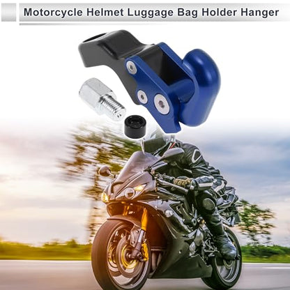 Adjustable Universal Motorcycle Hanging Hook Slope Handle with Hook Motorcycle Helmet Luggage Bag Holder Hanger Aluminum Alloy Blue with 1 Pcs Screw - color: Blue