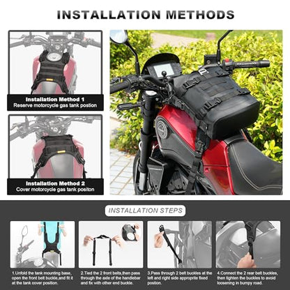 Motorcycle Fuel Tank Vest, Leather Waterproof Fuel Gas Pad Cover Universal Motorcycle Tank Mounting Base Universal Bumper Vest Motor Tank Expansion Storage for Motorcycles - style: Tank Expansion