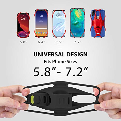 Bone Bike Tie 3, Bike Cell Phone Mount for Handlebar, Scratch-Free Silicone Holder with Anti-Slip Design, Universal Cycling Phone Holder Compatible with Most Smartphones (Black - Handlebar) - color: Bike Tie 3 - Black