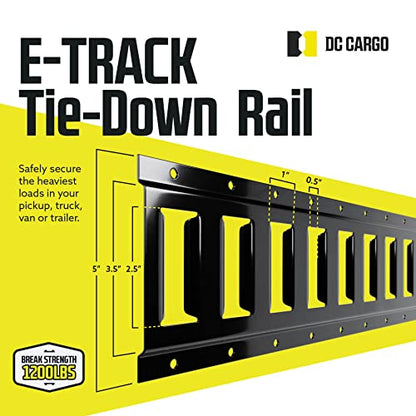 Fifty 10-ft E Track Tie-Down Rail, Powder-Coated Steel ETrack TieDowns, Horizontal 10' E-Tracks, Pack of 10 Bolt-On Tie Down Rails for Cargo on Pickups, Trucks, Trailers, Vans - size: 50-pack