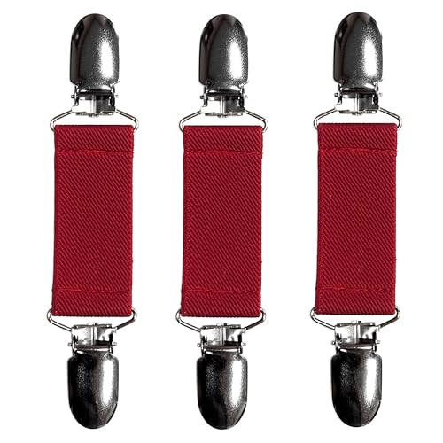 Classic Mitten Clips (3-Pack) — Heavy-Duty Glove Keepers, Cinch Clips for Skiing, Work, Dress; Fabric-Safe Plastic Insert (Red, 1 inch) - color: Red, size: 1 inch