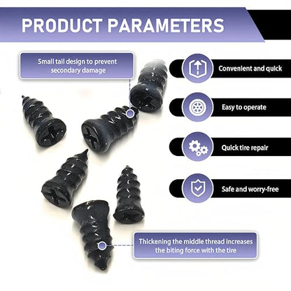 101 PCS Tire Repair Rubber Nail, Vacuum Tire Repair Spiral Rubber Studs Kit, 3 Size Tire Screw Plugs Quick Repairs Tool with Screwdriver, Self-Service Tires Puncture Repairs for Most Cars - size: 100 PCS + Screwdriver