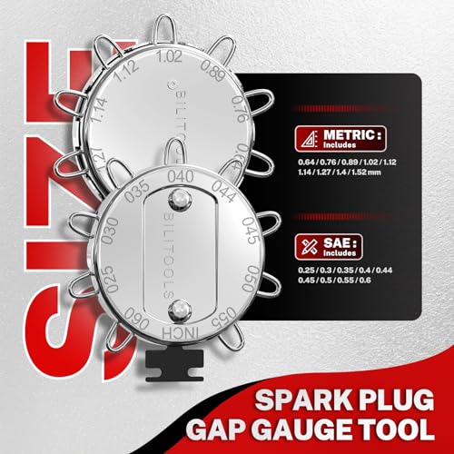 BILITOOLS 7 Piece Magnetic Swivel Spark Plug Socket Set with Gap Tool, 3/8-Inch Drive, 9/16'', 5/8'', 14mm, 16mm, 6 & 12 Point, CR-V