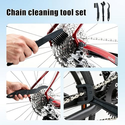 Bike Cleaning Kit Including Bicycle Chain Cleaner Degreaser, Chain Scrubber, Cycling Chain Lube, Cleaning Brush Tool, Gear Floss for Mountain Bike/MTB, Road Bike, Ebike and Trail Bikes - size: 1.18 Fl Oz (Pack of 10)