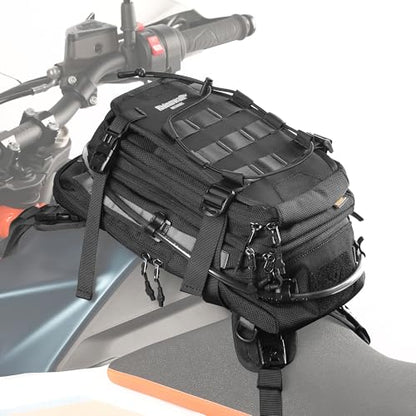 Rhinowalk Motorcycle Tank Bag Backpack Travel Luggage Separate Water Bag Duffel Bag with molle system fits most Adventure and Sport Motorcycle Frames - color: Black