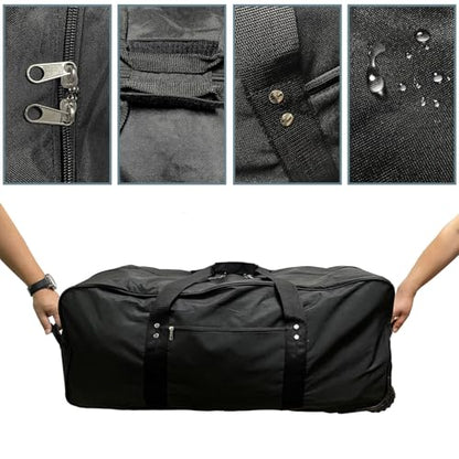 34 inch Large Foldable Duffle Bag with Wheels 600D Oxford Collapsible Large Heavy Duty Cargo Duffel Storage Duffel with Rollers for Camping Travel Gear, Black. - style: 34in