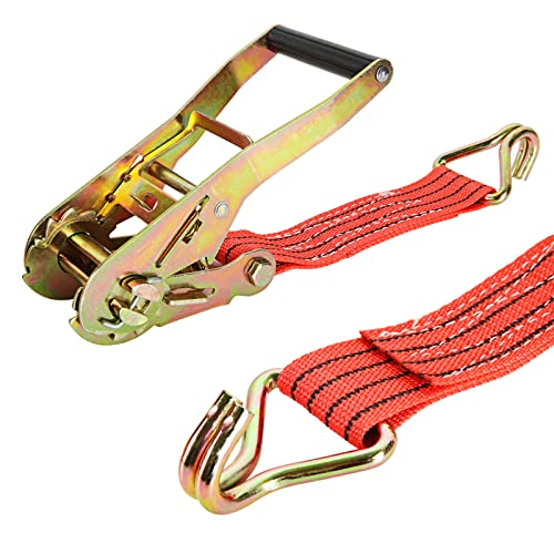 4 Pack Ratchet Tie Down Straps, 2 Inch x 20 Feet, 10,000 lbs Break Strength, Heavy Duty Cargo Lashing Straps with Double J Hooks for Trailer, Truck, and Farm Equipment, Red - color: Red, size: 4 pack 2 inch x 20 ft