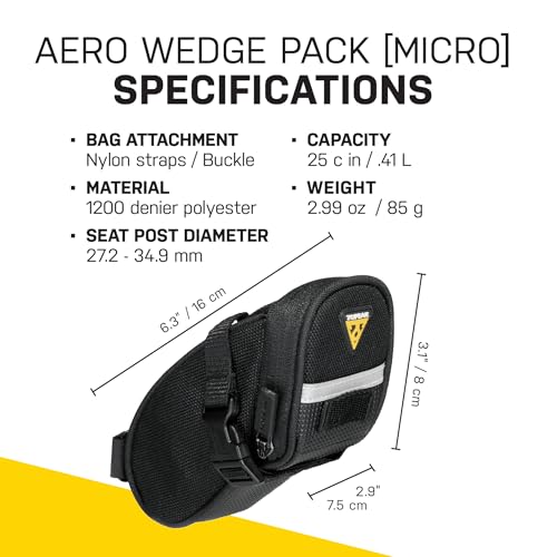Topeak TC2471B Aero Wedge Pack with Strap Mount, Micro , Black