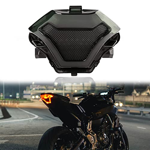 JMTBNO Motorcycle Brake Light Tail Lamp with LED Turn Signals Compatible with Yamaha YZF R3 R25 Y15ZR MT07 FZ07 LC150 - color: Black