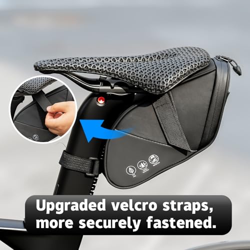 Bike Saddle Bag - Waterproof Bike Bag Under Seat, Durable 900D Cycling Pouch with Reflective Area & Tail Light Loop, Fits Road, Mountain