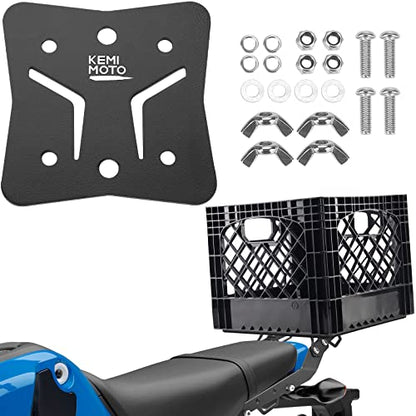 KEMIMOTO Rear Rack Clamp Plate Luggage Compatible with CRF250L 300 450 KLX250S KLX300 DRZ400S/SM and KLX400S Grom Navi XT250 Super73 for Milk Carton and Other Box,Black