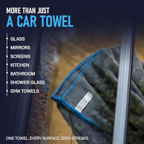 Rapid Dry Towels The Finisher Premium Microfiber Detailing & Utility Towel | 2.3ft x 1.3ft | Channel Weave Lint-Free Cleaning Cloth | Scratch-Free Car Towel for Glass Chrome Interior & Home Cleaning