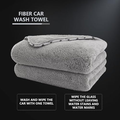 SPTA Drying Towel, Car Wash Drying Towel for Car wahing, Highly Absorbent, 1Pack Large Microfiber Towel Without Scratches or Water Spots, 26.4 x 38.2 inch, Grey-MT035