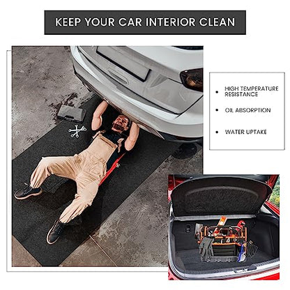 Tinideya 2 Pcs 32 x 60 Inch 3mm Thick Oil Spill Mat for Motorcycle Small Car Golf Cart, Reusable Garage Floor Mat Under Car, Rubber Backing Protect Floor from Oil Drips, Spills, Splashes and Stains