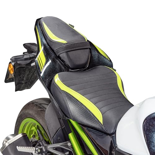 Motorcycle Driver Rider Rear Passenger Seat fit for Z900 Z 900 2017 2018 2019 2020 2021 2022 2023 2024 Pressure Relief Soft Pillion Saddle Cushion Pad, Light Green - color: Front & Rear - Light Green