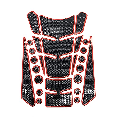 1 Set Red Universal 3D Motorcycle Gas Tank Sticker, Fuel Tank Protector Decal Pad Self-adhesive and Waterproof - color: Red