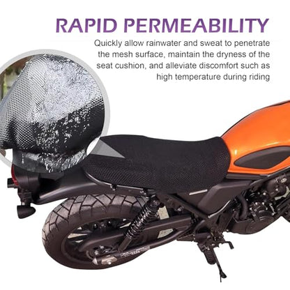 Motorcycle Seat Cover, Waterproof & Non-slip Seat Protective Cover, Honeycomb Breathable Mesh Fabric Protective Pad, Universal for Most Motorcycle, Scooter, Moped, E-bike (Black #Middle) - color: Black #Middle