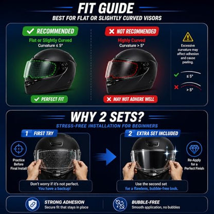 Motorcycle Helmet Anti-Fog Film, Universal Visor Insert, Clear Anti-Fog + Rainproof HD Lens Protector for Safer Riding, Easy Install (4 Pack)