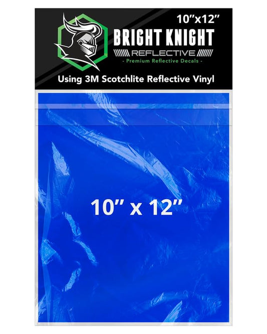 Bright Knight Decals Blue 3M Reflective Tape - 10x12 Flat Sheet Vinyl Motorcycle Helmet Stickers, Waterproof Safety Vinyl Wrap, Reflective Stickers for Helmet, Hard Hats, Cars, Bikes & Rims - color: Blue, size: 10x12