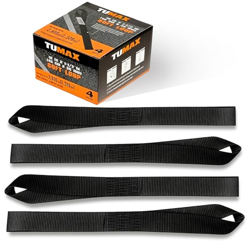 Soft Loop Tie Down Straps - 1.5 x 18 inches, 8800lbs Breaking Strength, Soft Loops for Securing ATV, UTV, Motorcycles, Scooters, Dirt Bikes, Lawn & Garden Equipment, 4 Pack (Black) - color: Black