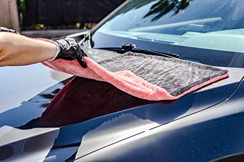 Maxshine 24" x 36" Universal Pink Car Drying Towel – 1200 GSM Rinse-Free Double-Sided Microfiber – Plush, Super Absorbent Towel for Car Wash & Detailing - size: 24" x 36" Pink