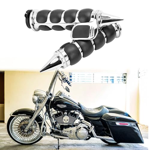 DREAMIZER 25.4MM Motorcycle Handlebar Grips 1 inch Compatible with Honda Shadow Spirit 750 Valkyrie Fury VTX1300 VTX1800 VT400 VT750 VT1100 - Smooth - style: Piont-chrome With Big Throttle
