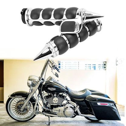 DREAMIZER 25.4MM Motorcycle Handlebar Grips 1 inch Compatible with Honda Shadow Spirit 750 Valkyrie Fury VTX1300 VTX1800 VT400 VT750 VT1100 - Smooth - style: Piont-chrome With Big Throttle