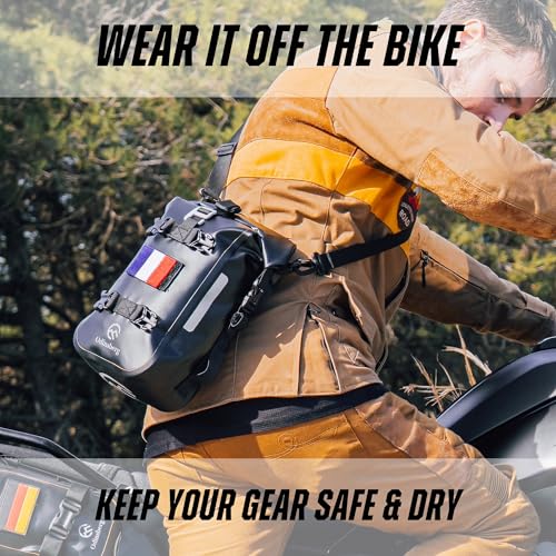 Odinsberg Waterproof Motorcycle Tail Bag 7L Motorcycle Dry Bag Crash Bar Bags used as Luggage on Sissy Bar Back Seat Saddle Bag Rack Fender Bag Pouch Dirt Bike Pack for Moto Enduro ATV - size: 7L