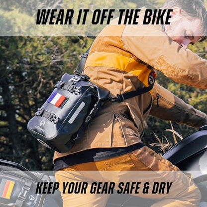 Odinsberg Waterproof Motorcycle Tail Bag 7L Motorcycle Dry Bag Crash Bar Bags used as Luggage on Sissy Bar Back Seat Saddle Bag Rack Fender Bag Pouch Dirt Bike Pack for Moto Enduro ATV - size: 7L