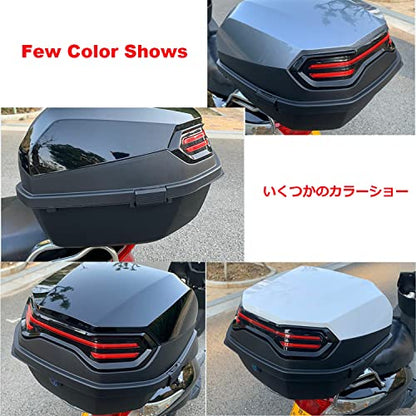 Motorcycle Tail Box 30L Waterproof Helmet Trunk Universal Top Box Lockable with Bracket Base Plate 15"x15"x11" Lightweight(White)