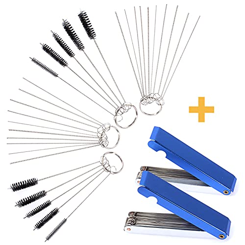 26 Cleaning Wires Set + 20 Needles + 10 Nylon Tube Brushes Tool for Welder Carbon Dirt Jet Cleaner Nozzles Gas Orifice Engine Carburetor Chainsaw Sprinkler Shower Head ATV Motorcycle Moped Bike