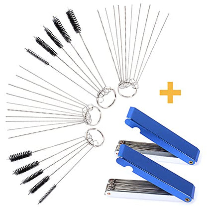 26 Cleaning Wires Set + 20 Needles + 10 Nylon Tube Brushes Tool for Welder Carbon Dirt Jet Cleaner Nozzles Gas Orifice Engine Carburetor Chainsaw Sprinkler Shower Head ATV Motorcycle Moped Bike