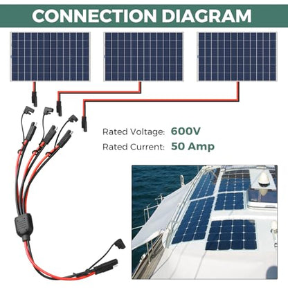 10AWG SAE Y Splitter Cable, 1 to 3 SAE Quick Disconnect Adapter | DC Power Automotive Extension Cord, Heavy Duty, 3-Way SAE Connector,For Car Motorcycle RV Solar Battery Connection - size: 10AWG 3Way Splitter